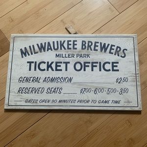 Milwaukee Brewers Miller Park Ticket Office Sign